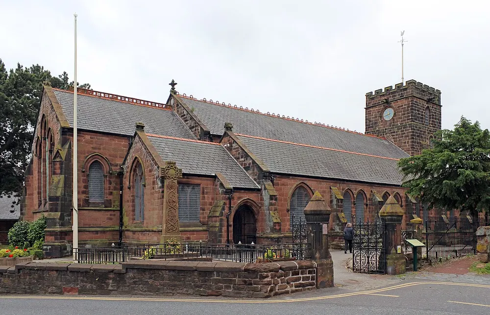 St Mary's and St Helen's Church, Neston, the local landmark of CH64