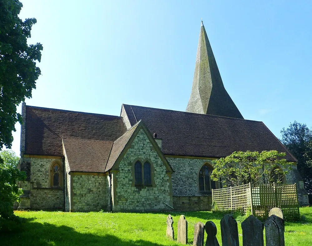 St Peter's church, Ash, the local landmark of GU12
