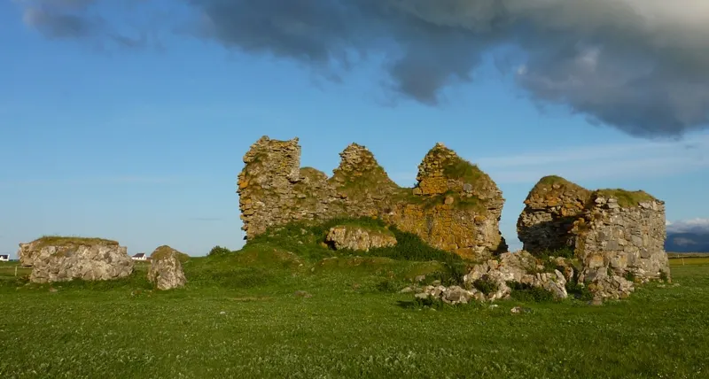 Borve Castle, Benbecula, the local landmark of HS7