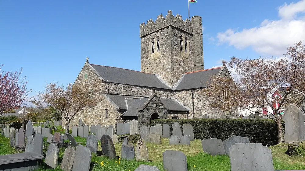 St Cadfan's Church, Tywyn, the local landmark of LL36