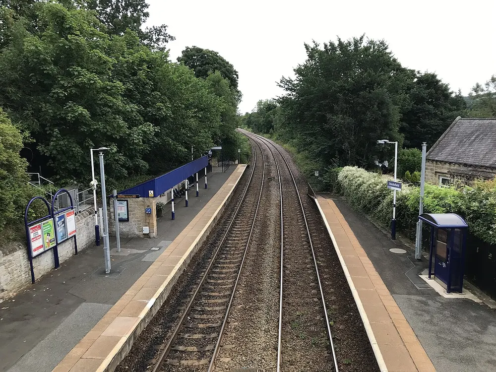 Stocksfield railway station, the local landmark of NE43