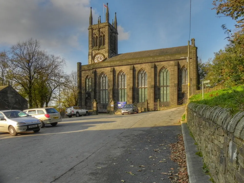 Church of St Chad, Uppermill, the local landmark of OL3
